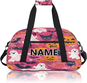 Halloween Mini Gym Bag 18 inch for Women Men Waterproof Custom Pumpkin Ghost Travel Duffel Bag Carry On Overnight Tote Nurse Bag for Work Fitness Hiking