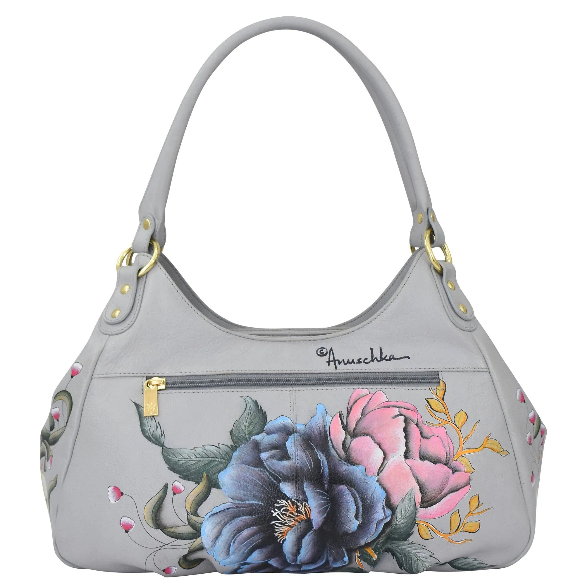 Hand Painted Triple Compartment Ruched Hobo - 721