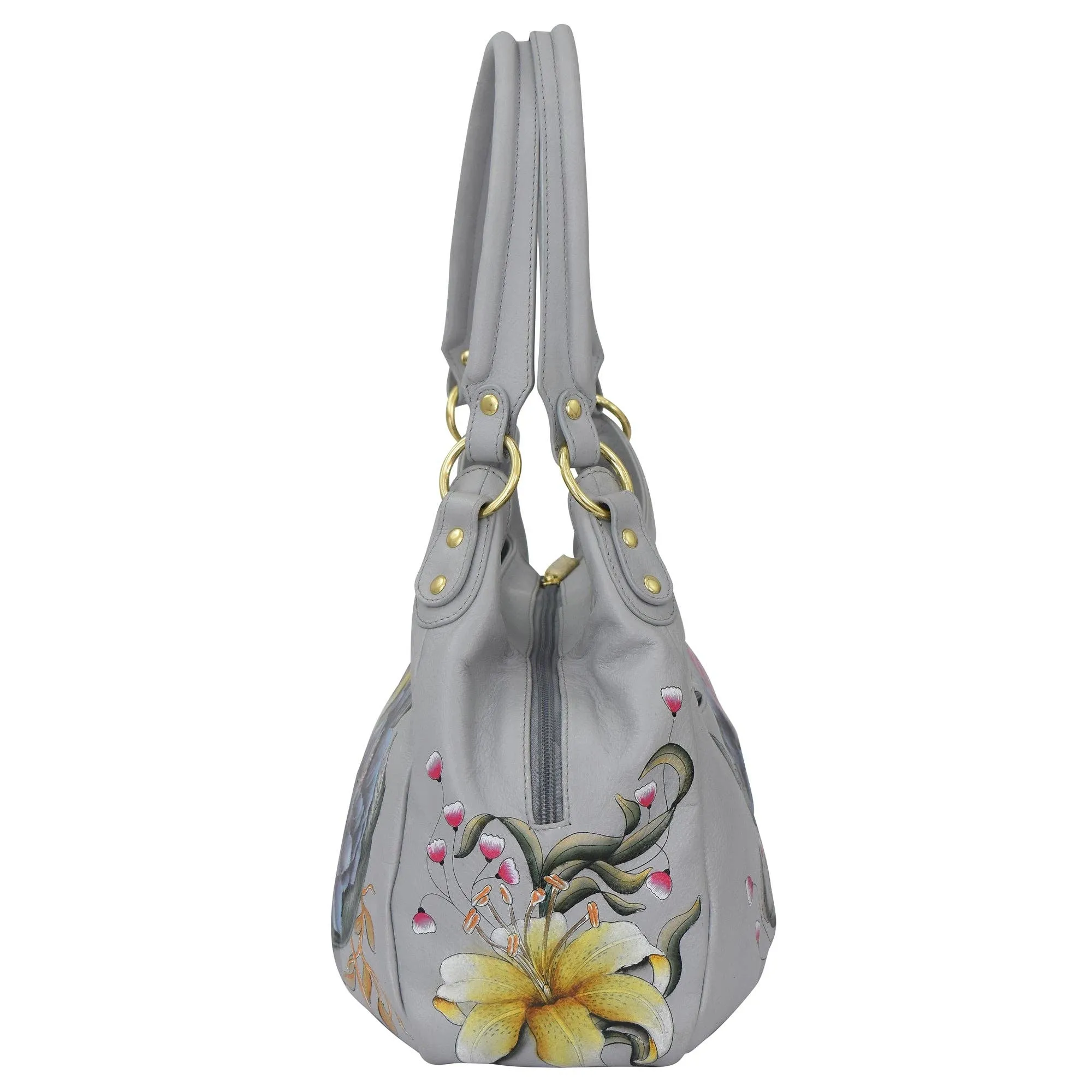 Hand Painted Triple Compartment Ruched Hobo - 721