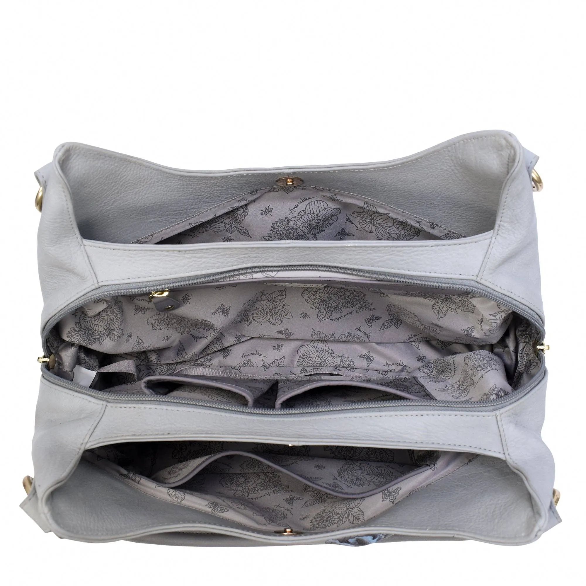 Hand Painted Triple Compartment Ruched Hobo - 721
