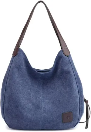Handbag for Women Canvas Work Tote Bag Ladies Cloth Purse Casual Everyday Shoulder Bag Multi-Pocket Top Handle Handbag