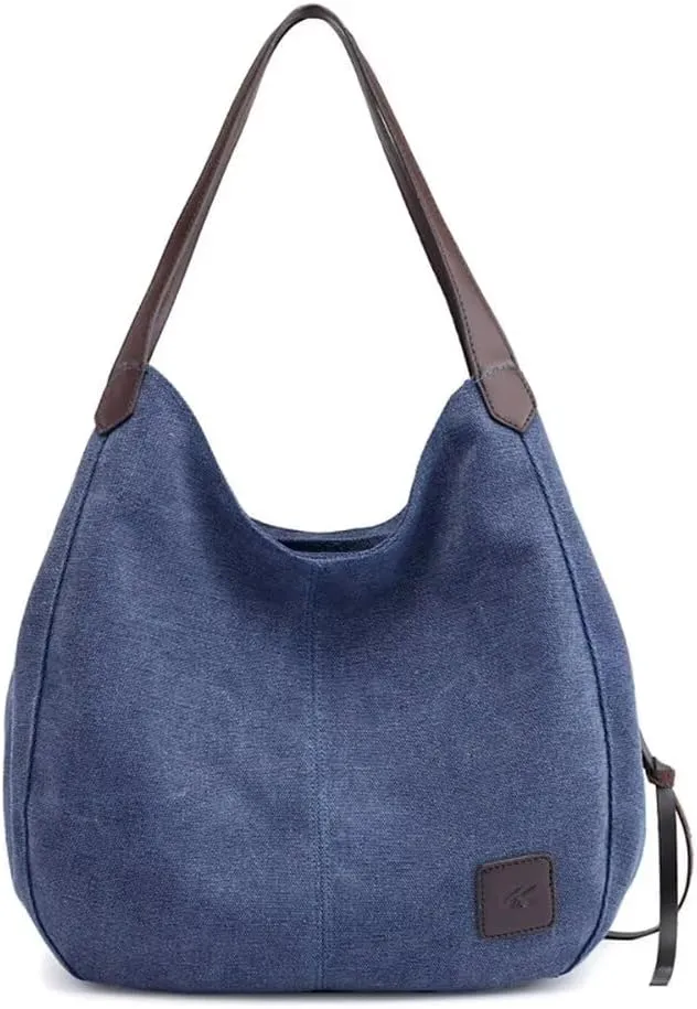 Handbag for Women Canvas Work Tote Bag Ladies Cloth Purse Casual Everyday Shoulder Bag Multi-Pocket Top Handle Handbag