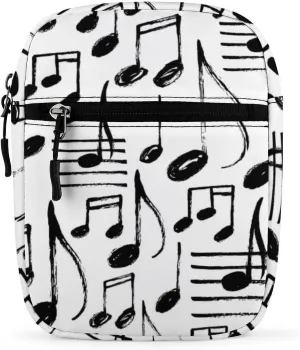 Handdrawn Music Notes Small Satchel Bag Mini Purse Crossbody Messenger Bag for Men Women Shoulder CrossBody HandBag