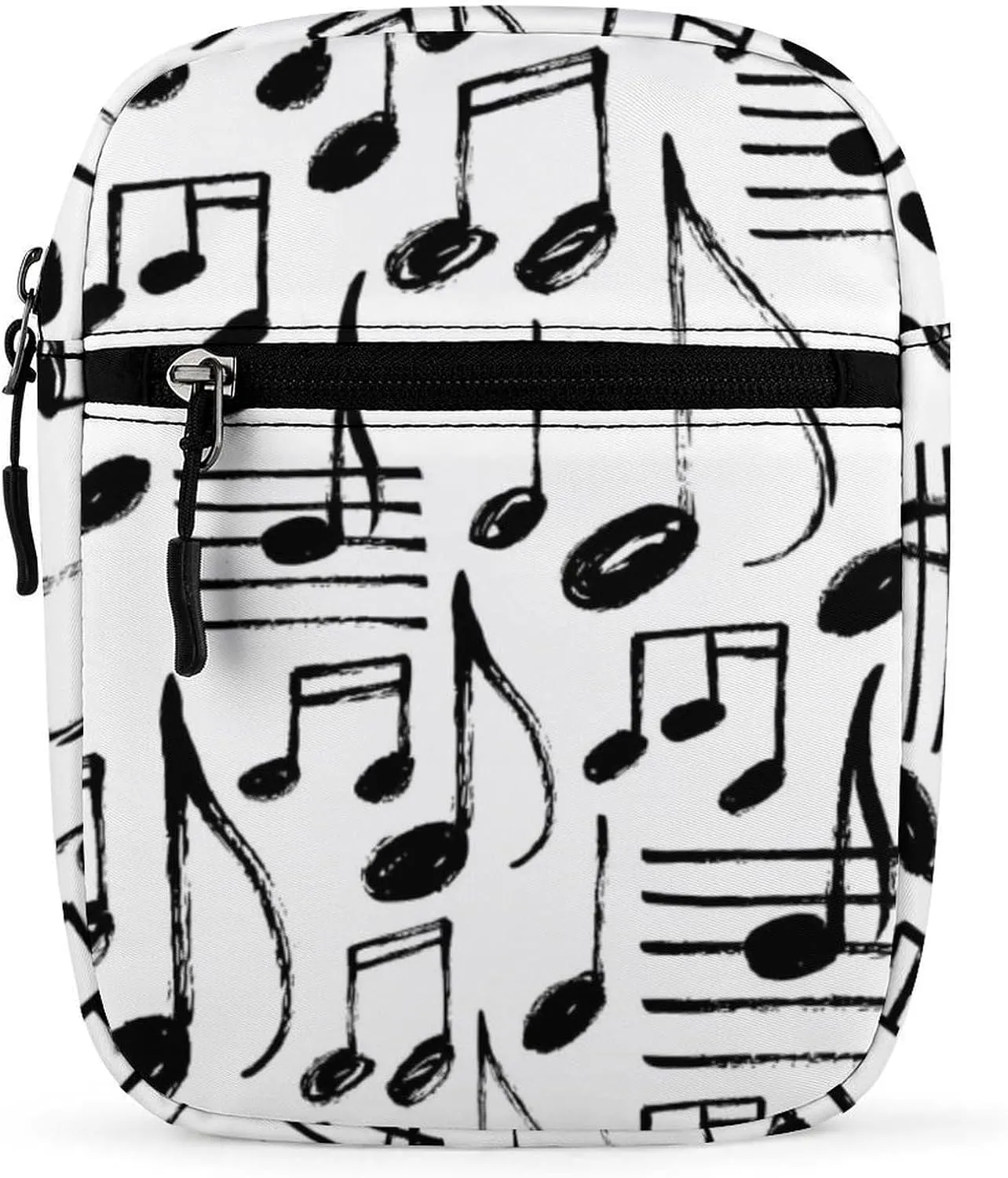 Handdrawn Music Notes Small Satchel Bag Mini Purse Crossbody Messenger Bag for Men Women Shoulder CrossBody HandBag