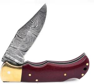 Handmade Damascus Steel 6.5 Inches Folding Pocket Knife with Sheath 4007
