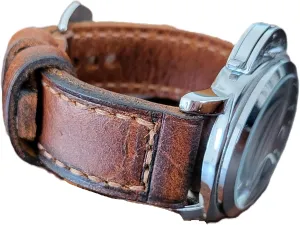 Handmade Leather Watch Strap, Stylish and Durable | Vintage Brown | Sizes: 24mm 26mm| Two-Piece Distressed Leather Band for Panerai