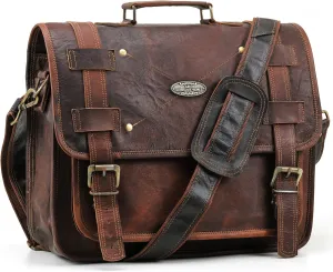 Handmade World Vintage Handmade Leather Messenger Bag For Laptop Computer Men Brown Leather Office Work Briefcase Satchel (13" X 18")
