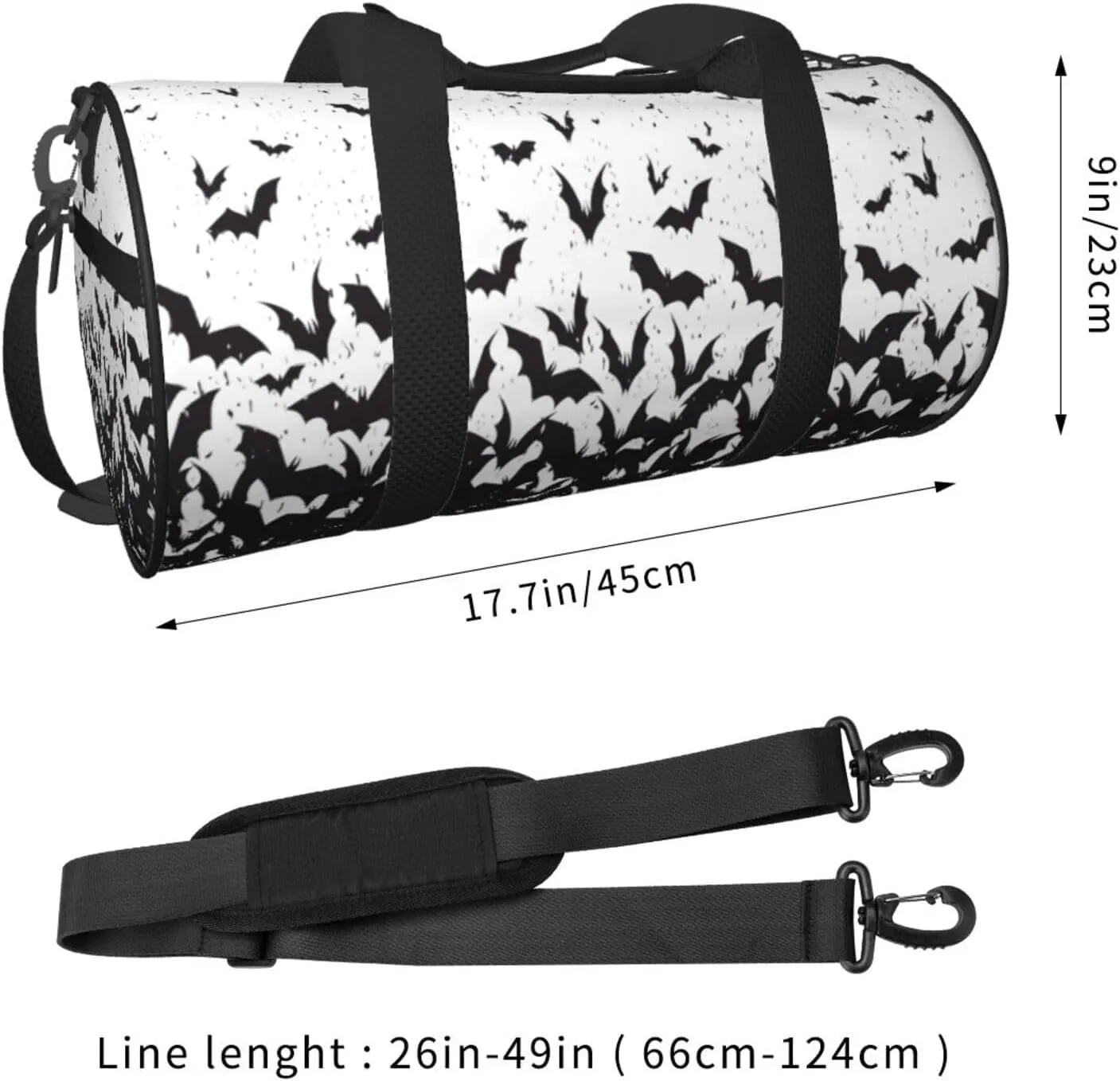 Happy Halloween Bats Witchs Spider Web Pumpkin Skull Bone Round Travel Duffel Bag Large Capacity Gym Sports Bags for Hiking Vacation Trips