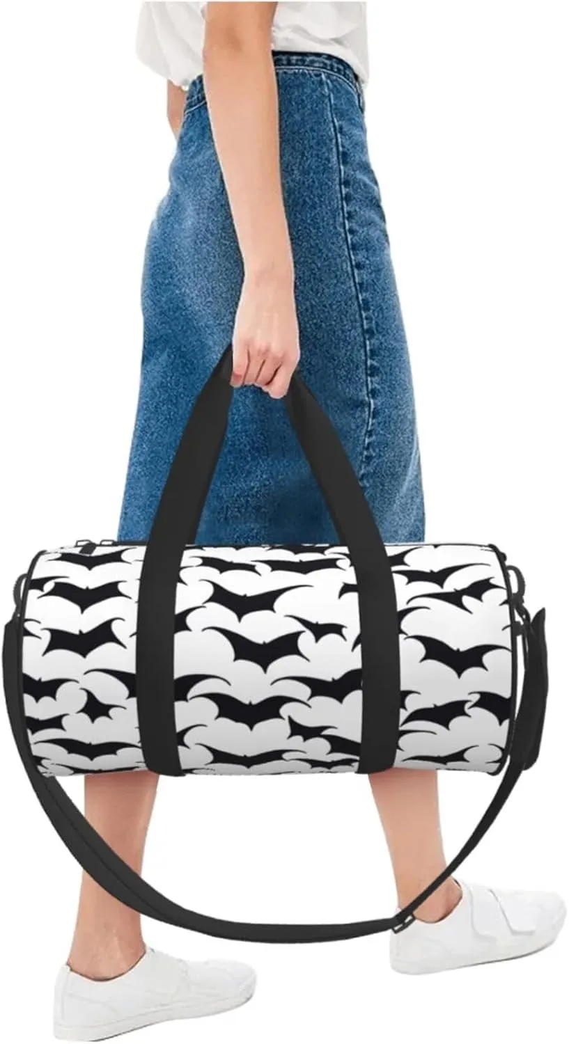 Happy Halloween Bats Witchs Spider Web Pumpkin Skull Bone Round Travel Duffel Bag Large Capacity Gym Sports Bags for Hiking Vacation Trips
