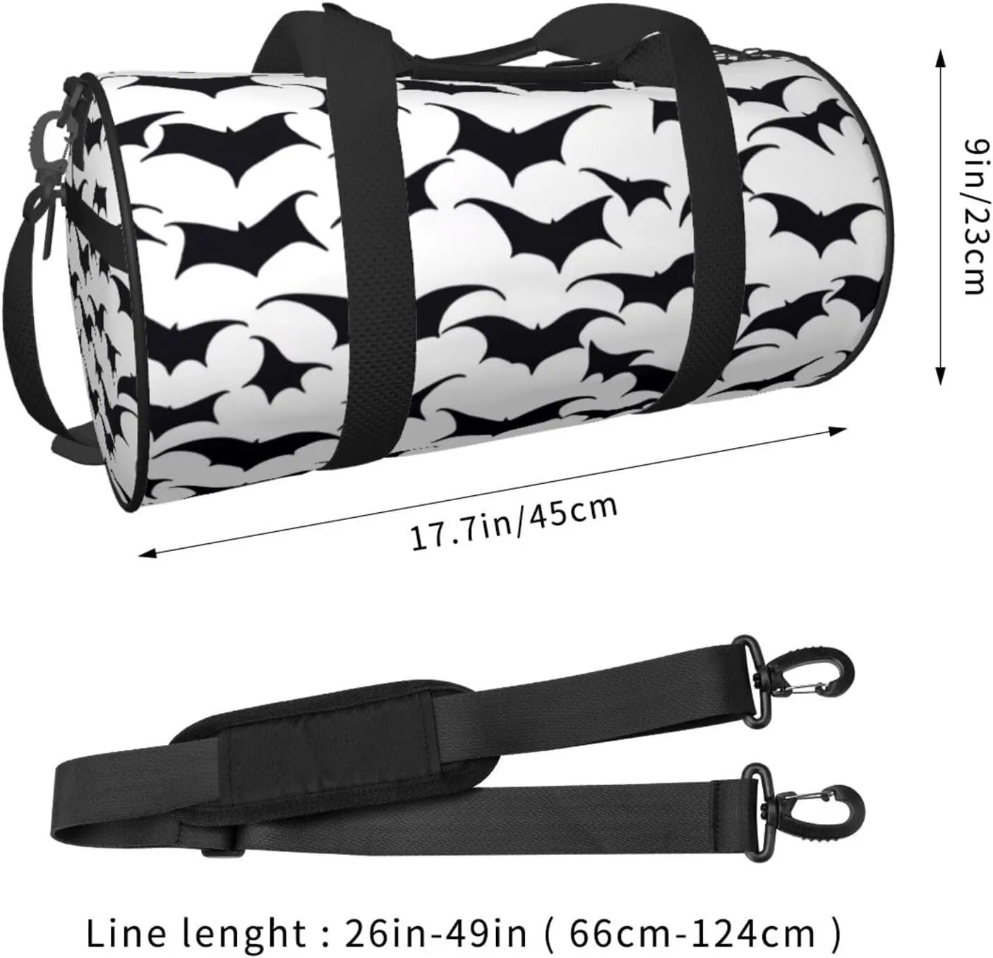 Happy Halloween Bats Witchs Spider Web Pumpkin Skull Bone Round Travel Duffel Bag Large Capacity Gym Sports Bags for Hiking Vacation Trips