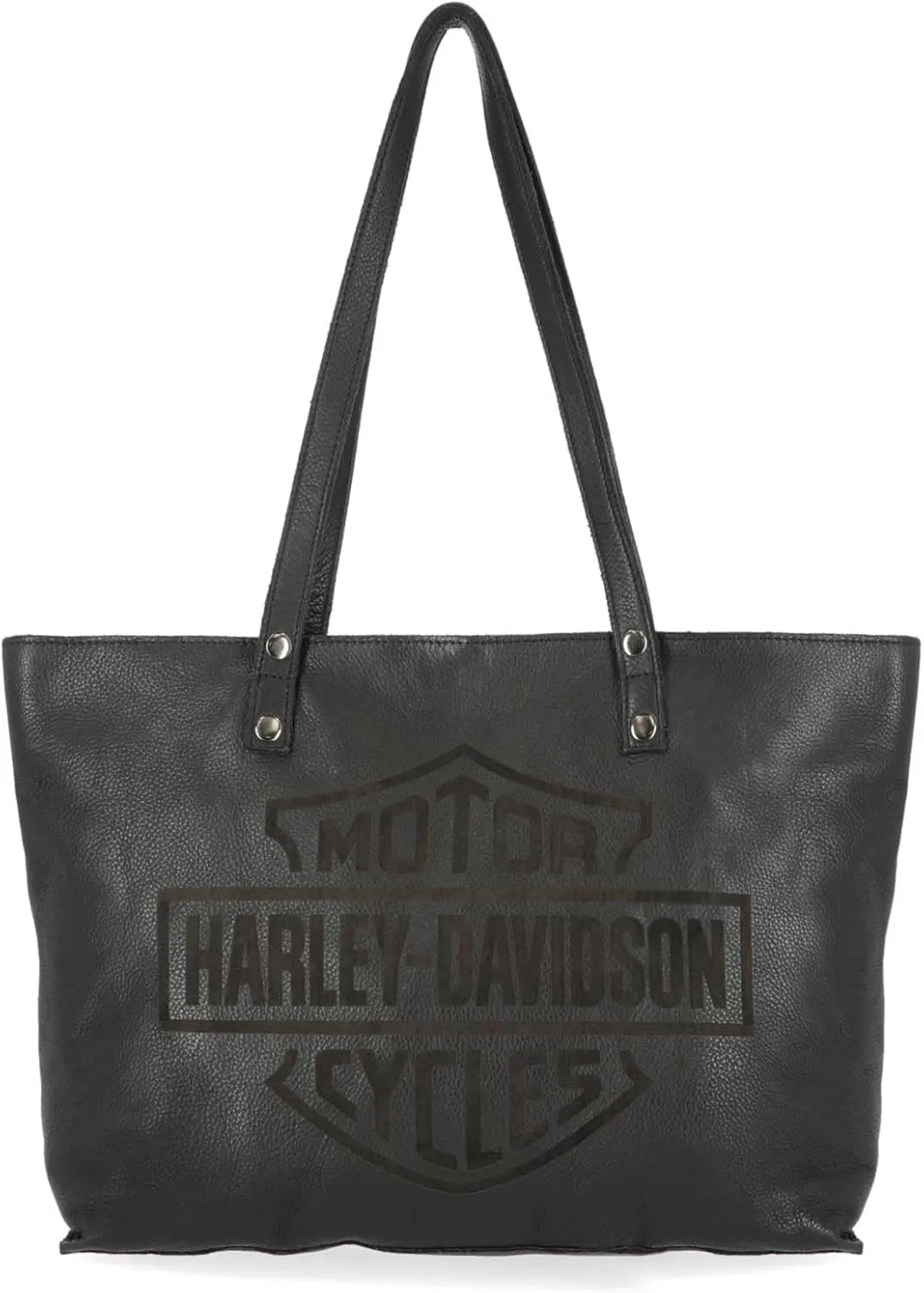 Harley-Davidson Women's Washed Bar & Shield Logo Leather Tote Bag Purse - Black