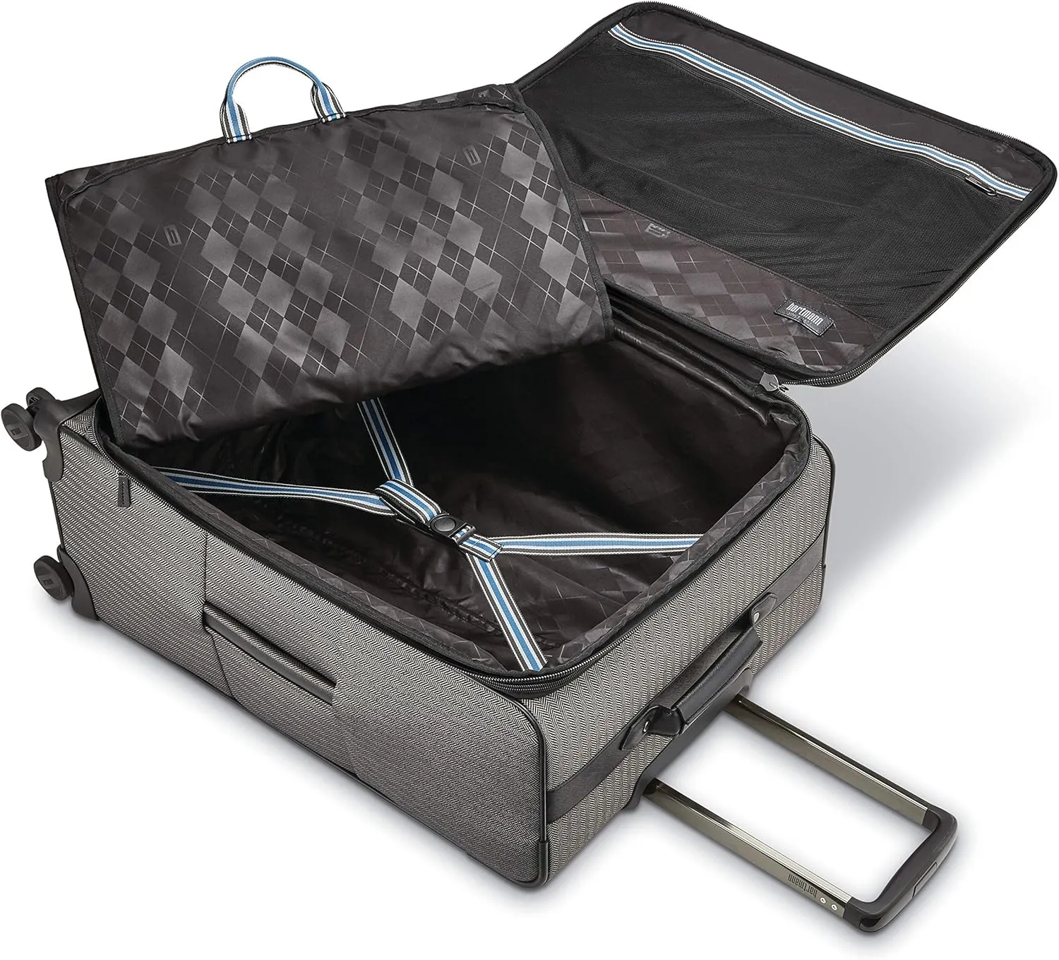 Hartmann Herringbone Deluxe Extended Journey Expandable Spinner, Black, Checked-Large