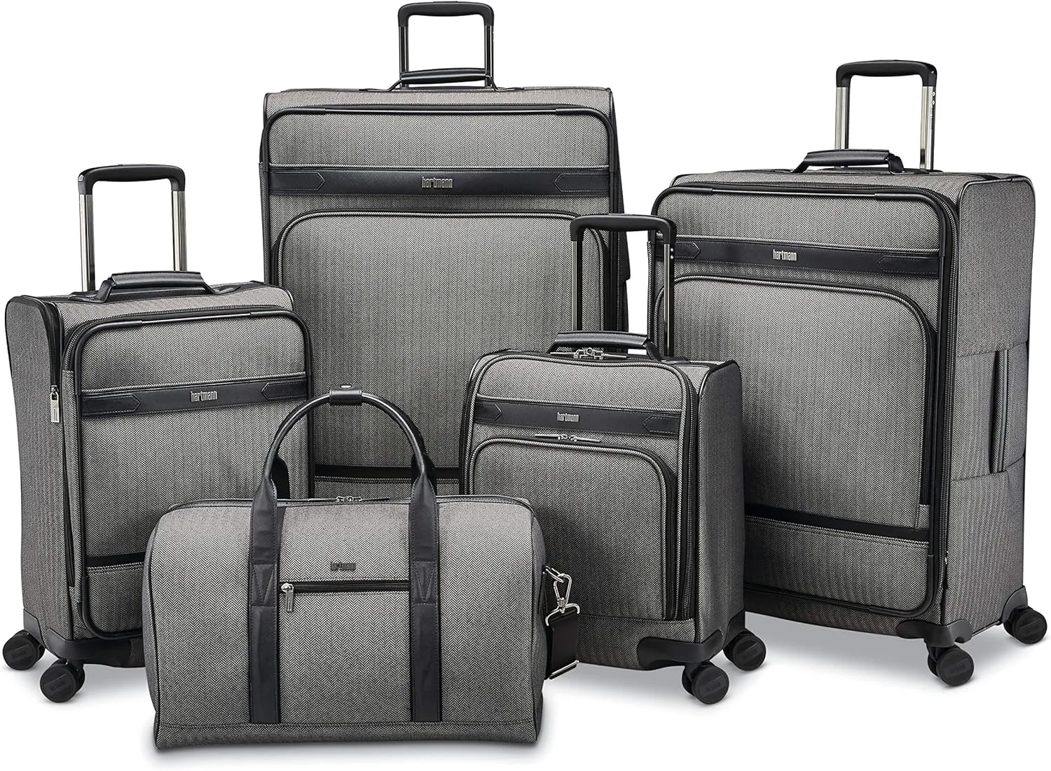 Hartmann Herringbone Deluxe Extended Journey Expandable Spinner, Black, Checked-Large