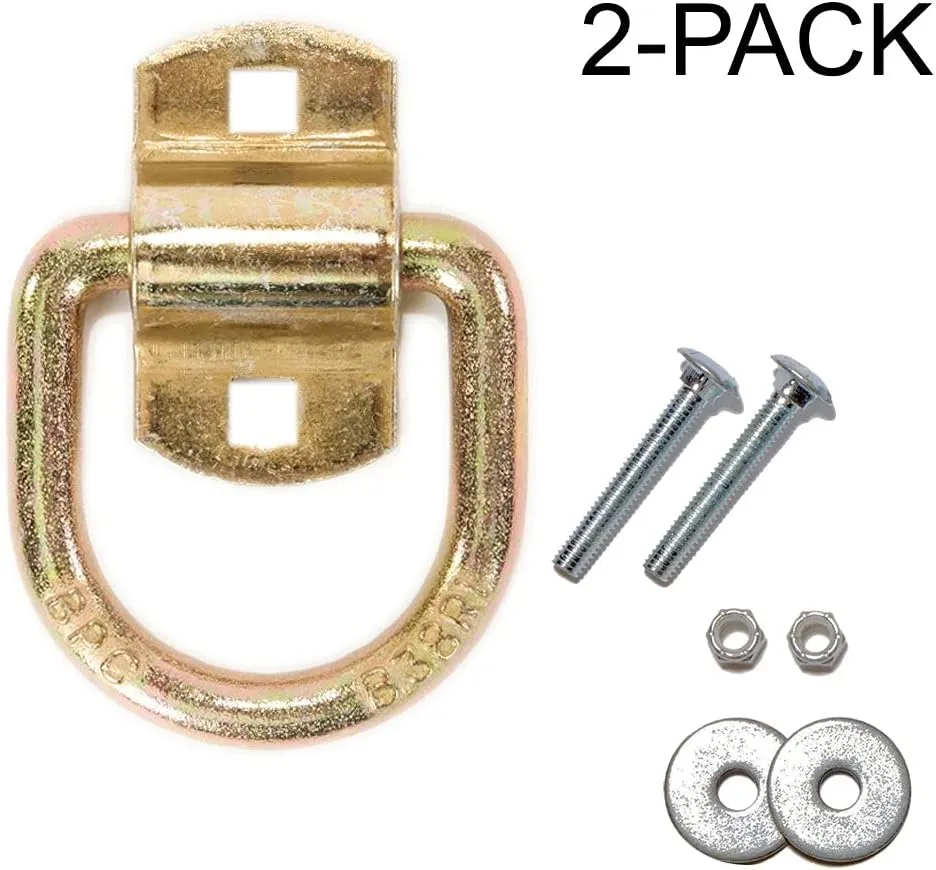 Heavy Duty Tie Down D-Rings 12,000 lb. Cap. Tiedowns with 2-1/2" Hardware 2 Pack