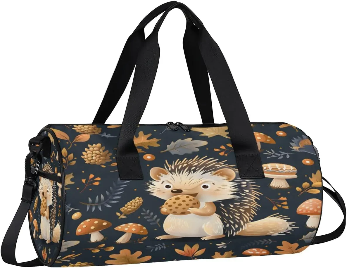 Hedgehogs Angry Travel Gym Bag Waterproof Sport Dance Bag for Women Men Portable Gymnastics Duffel Bags Canvas Tote Carry on Handbag for Workout Overnight Weekender
