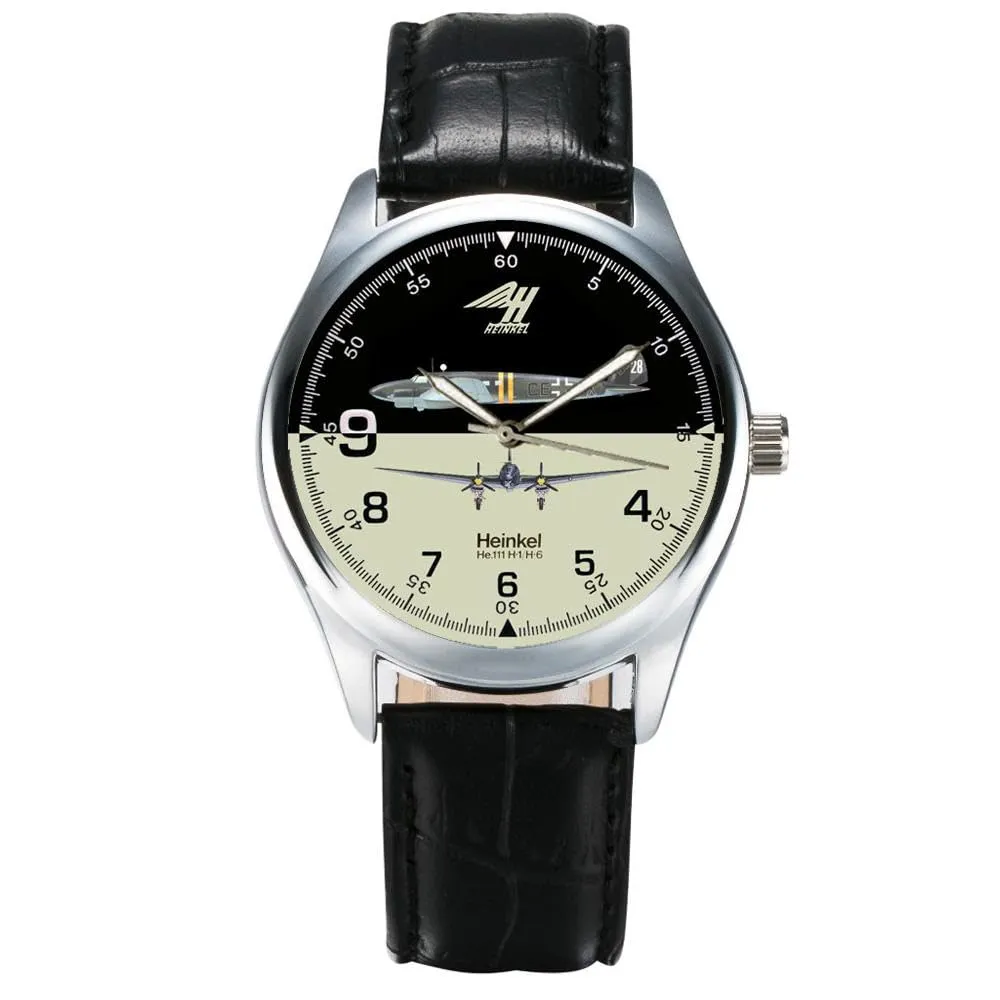 HEINKEL He 111 Luftwaffe Medium Bomber Aviation Art Collectible WW-II Wrist Watch