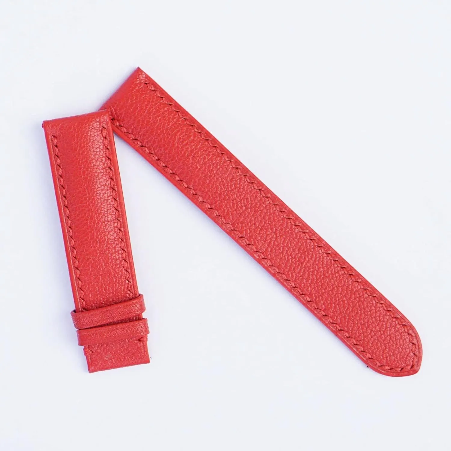 High Quality Red Goat leather watch band, Handmade Alran Chevre Sully leather watch strap (20mm, Steel Tang Buckle)