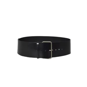 High-Waisted Brushed Leather Belt With Vintage-Effect Buckle