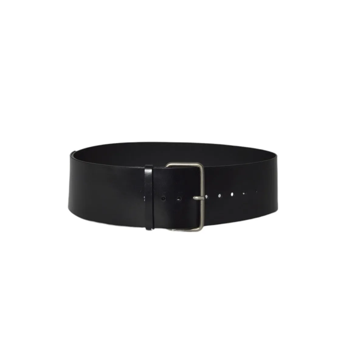 High-Waisted Brushed Leather Belt With Vintage-Effect Buckle