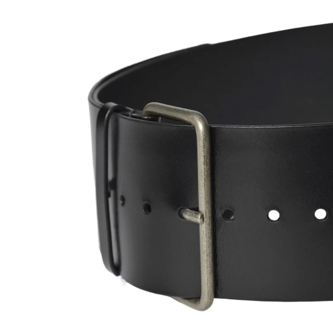 High-Waisted Brushed Leather Belt With Vintage-Effect Buckle