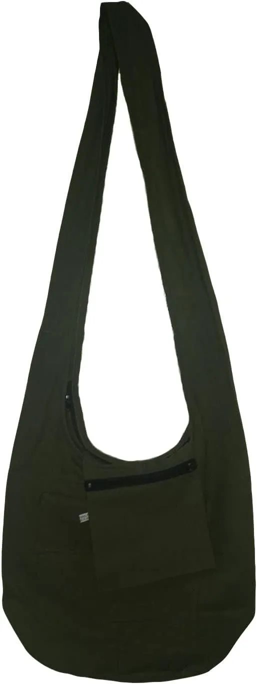 Hippie Bohemian Cross body Shoulder Bag, Cotton Fabric “Large” Size; The Green Garden