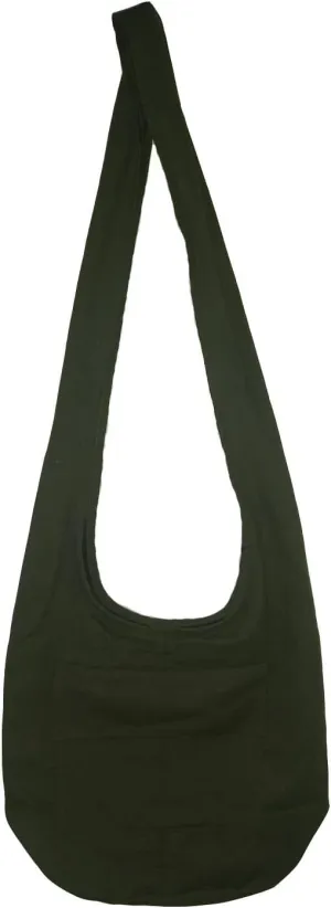 Hippie Bohemian Cross body Shoulder Bag, Cotton Fabric “Large” Size; The Green Garden