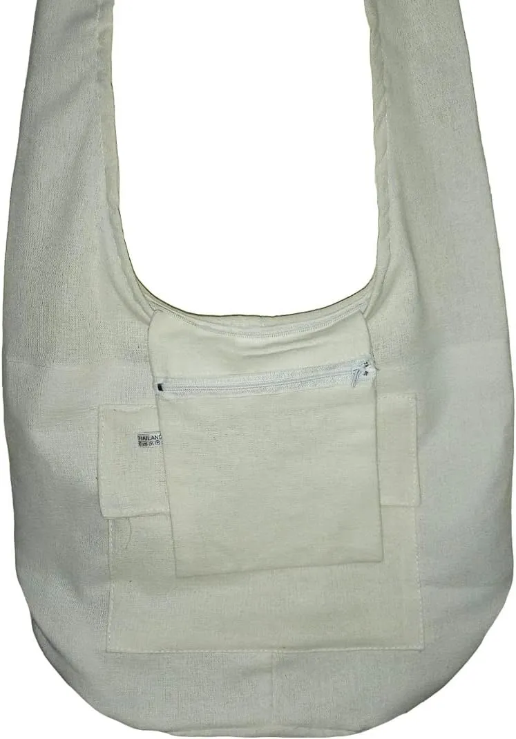 Hippie Bohemian Cross body Shoulder Bag, Cotton Fabric “Large” Size; The Green Garden