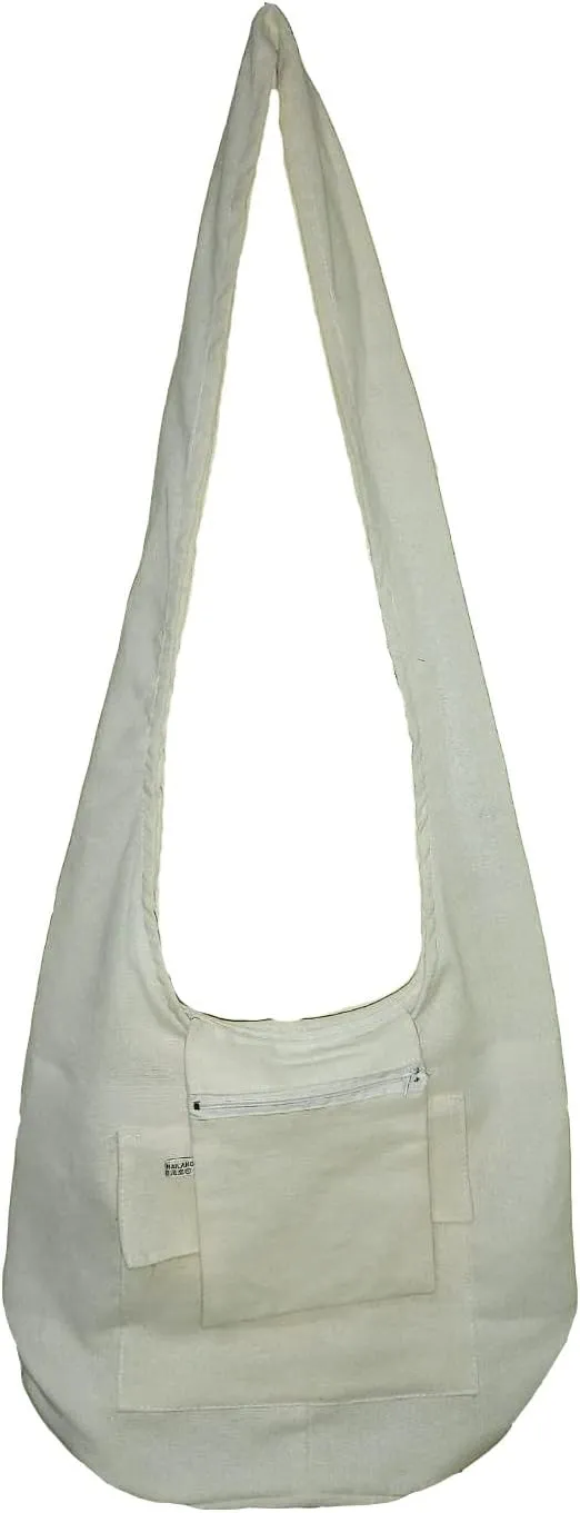 Hippie Bohemian Cross body Shoulder Bag, Cotton Fabric “Large” Size; The Green Garden