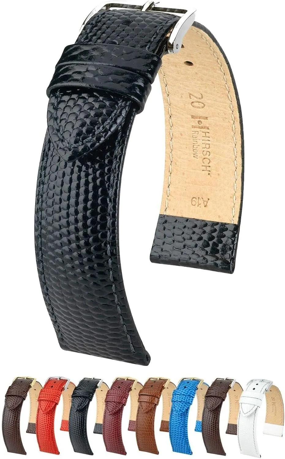 Hirsch Rainbow Leather Watch Strap - Bonded Leather Band - Multiple Colors & Sizes (8-20mm)