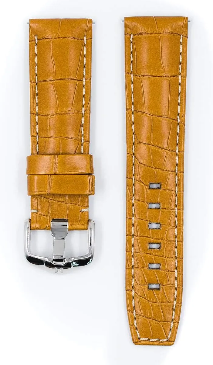 Hirsch Tritone Louisiana Alligator Leather Watch Strap - Rectangular Scales - Hand Brushed - 22mm, 24mm - Length - Attachment Width/Buckle Width - Quick Release Watch Band