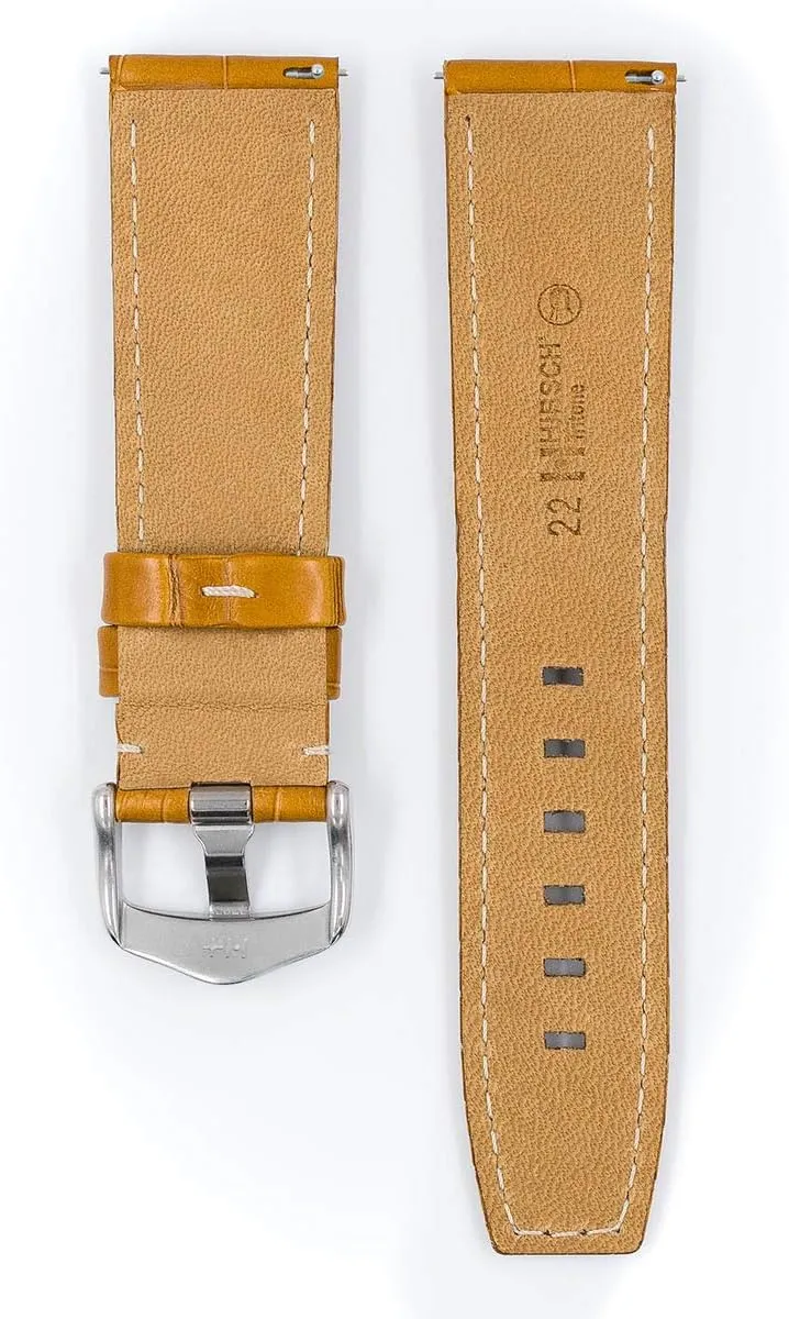 Hirsch Tritone Louisiana Alligator Leather Watch Strap - Rectangular Scales - Hand Brushed - 22mm, 24mm - Length - Attachment Width/Buckle Width - Quick Release Watch Band