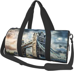 Historic Old Tower Bridge London Duffel Bag Foldable Gym Bag For Men Women, Lightweight With Inner Pocket For Travel Sports