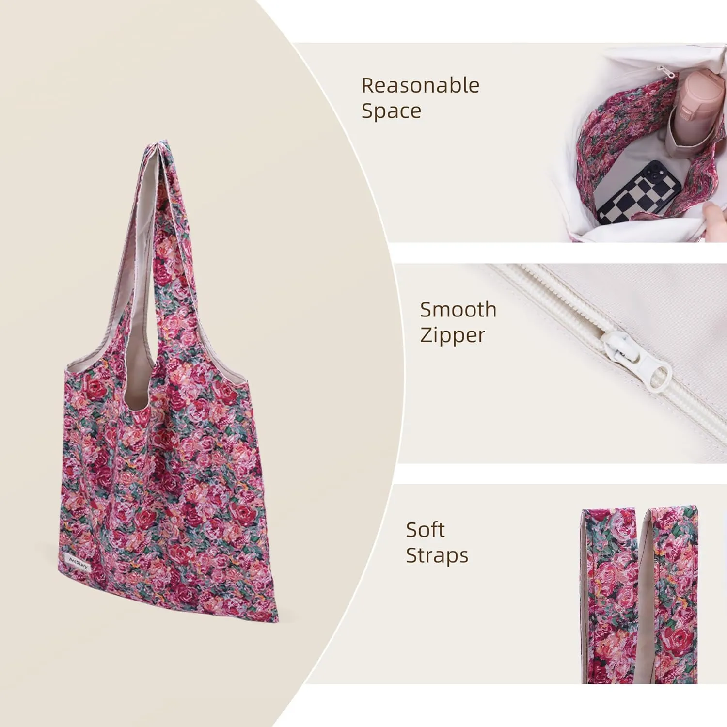 Hobo Bags for Women, Large Capacity Designer Shoulder Tote Bag with Zipper