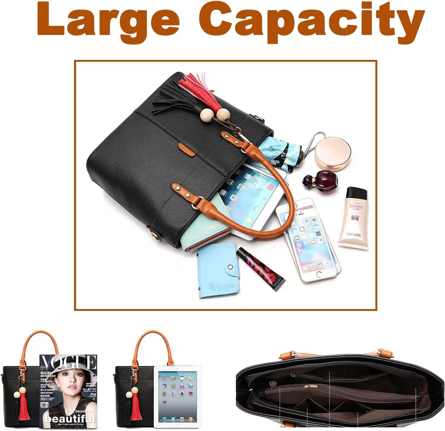 Hobo Purses Handbags for Women PU Leather Tote Fashion Crossbody Large Shoulder Bag