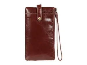 Hobo Womens Genuine Leather King Wristlet Wallet (Chocolate