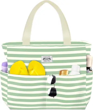 HOMESPON Large Waterproof Beach Bag for Women Sandproof Tote Bag Pool Bag with Zipper and Pockets for Travel Vacation Gym