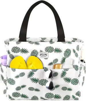 HOMESPON Large Waterproof Beach Bag for Women Sandproof Tote Bag Pool Bag with Zipper and Pockets for Travel Vacation Gym