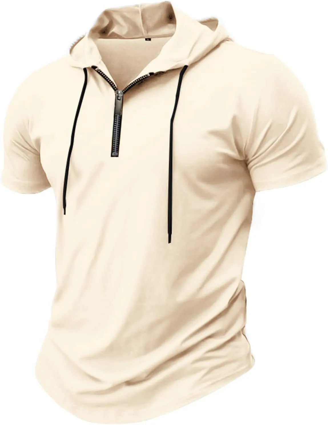 Hoodies for Men Short Sleeve Casual Zipper up Regular Fit T-Shirt Sports Summer Running Lightweight Work Fitness Tees