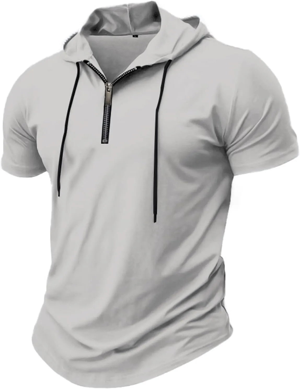 Hoodies for Men Short Sleeve Casual Zipper up Regular Fit T-Shirt Sports Summer Running Lightweight Work Fitness Tees