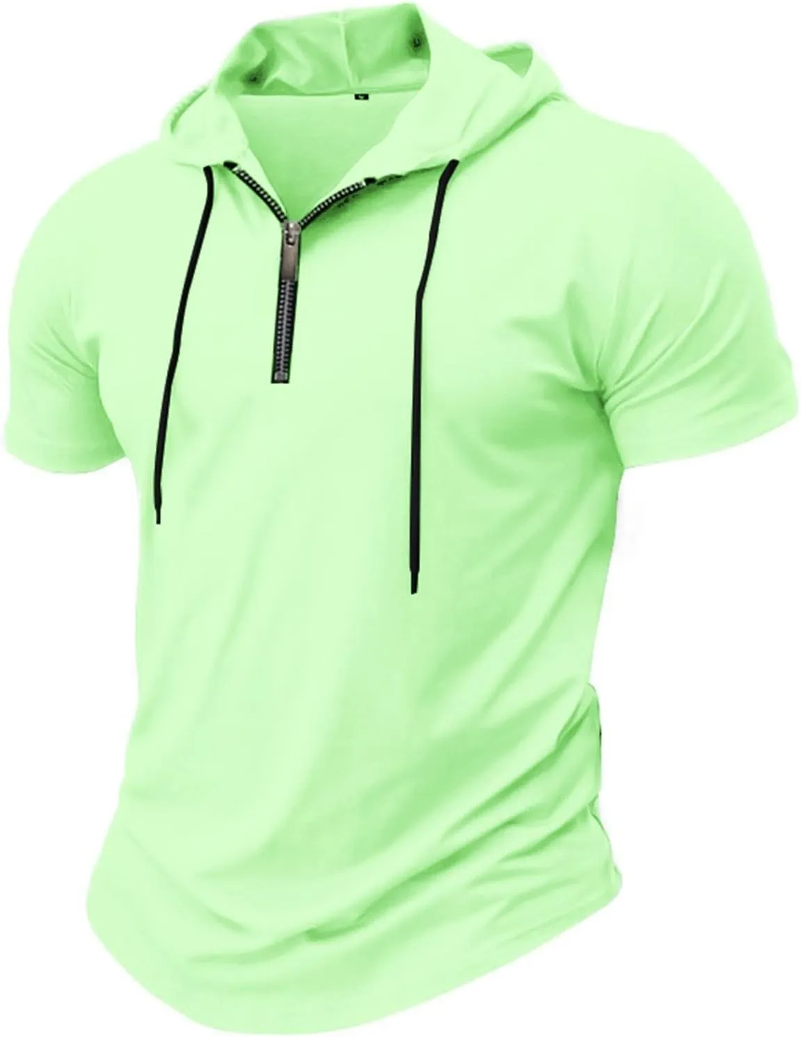Hoodies for Men Short Sleeve Casual Zipper up Regular Fit T-Shirt Sports Summer Running Lightweight Work Fitness Tees