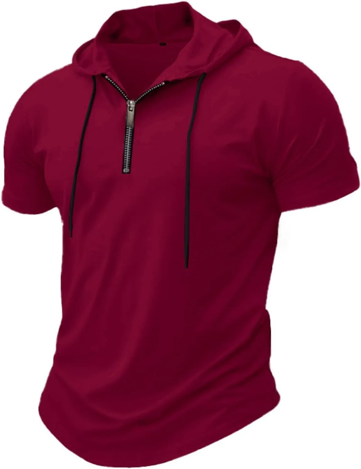 Hoodies for Men Short Sleeve Casual Zipper up Regular Fit T-Shirt Sports Summer Running Lightweight Work Fitness Tees