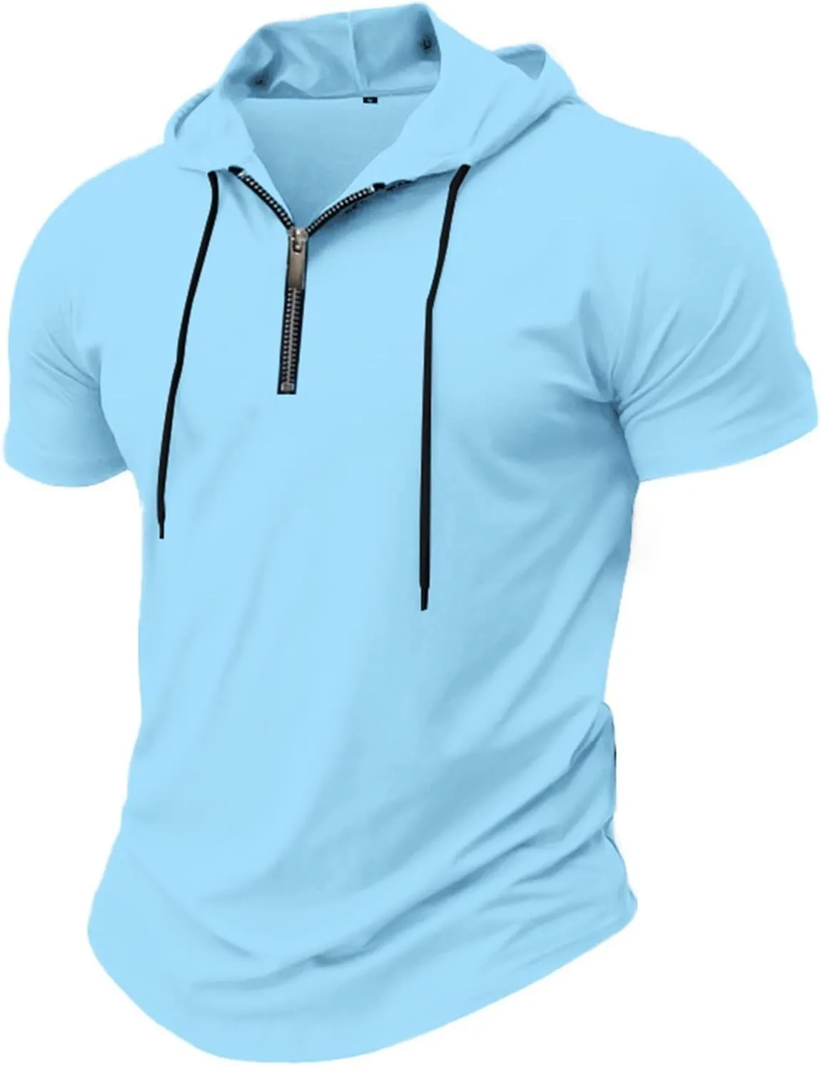 Hoodies for Men Short Sleeve Casual Zipper up Regular Fit T-Shirt Sports Summer Running Lightweight Work Fitness Tees