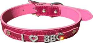 Hot Pink PU Vegan Leather Bondage Type BDSM Choker Collar Rhinestone Assorted Styles
