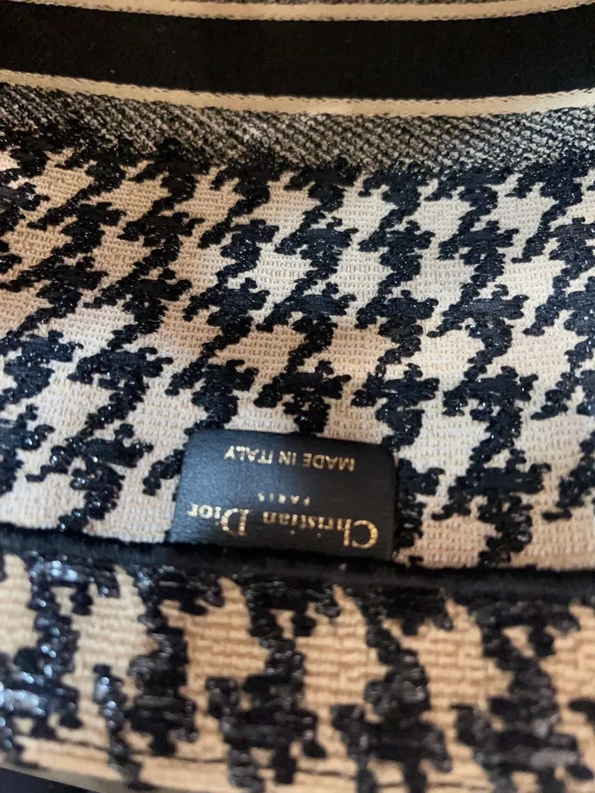Houndstooth Canvas Privacy-protected Christian Dior Book Tote Limited-stock deal Large Bag