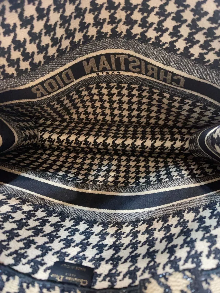 Houndstooth Canvas Privacy-protected Christian Dior Book Tote Limited-stock deal Large Bag