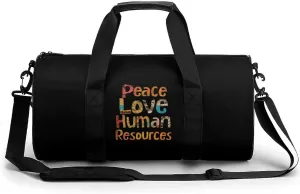 HR Peace Love Human Resources Gym Bag for Men Women Duffle Bags Travel Tote