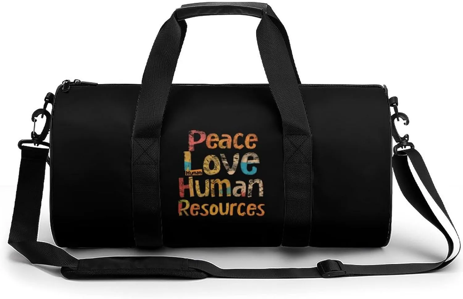 HR Peace Love Human Resources Gym Bag for Men Women Duffle Bags Travel Tote