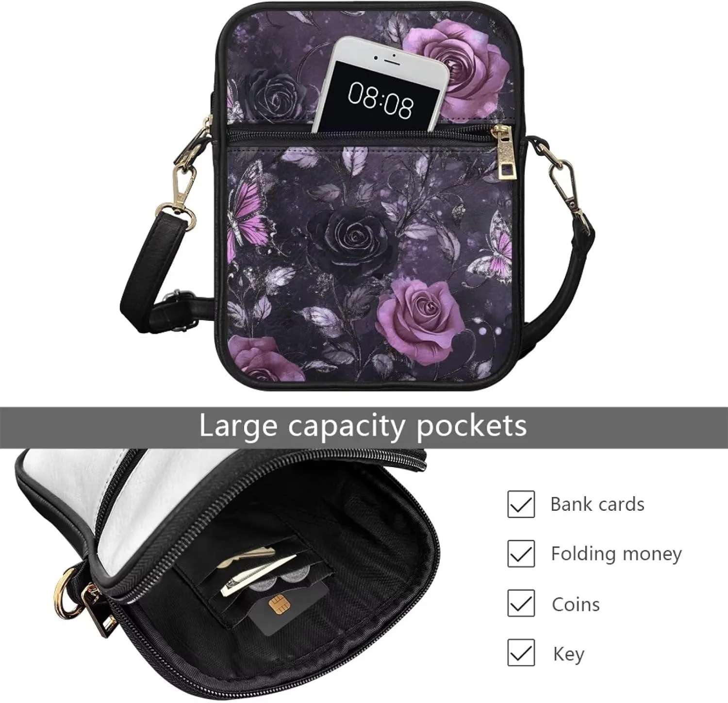 HUGS IDEA Small Messenger Bag for Women Crossbody Purse Mini Shoulder Bag for Lady