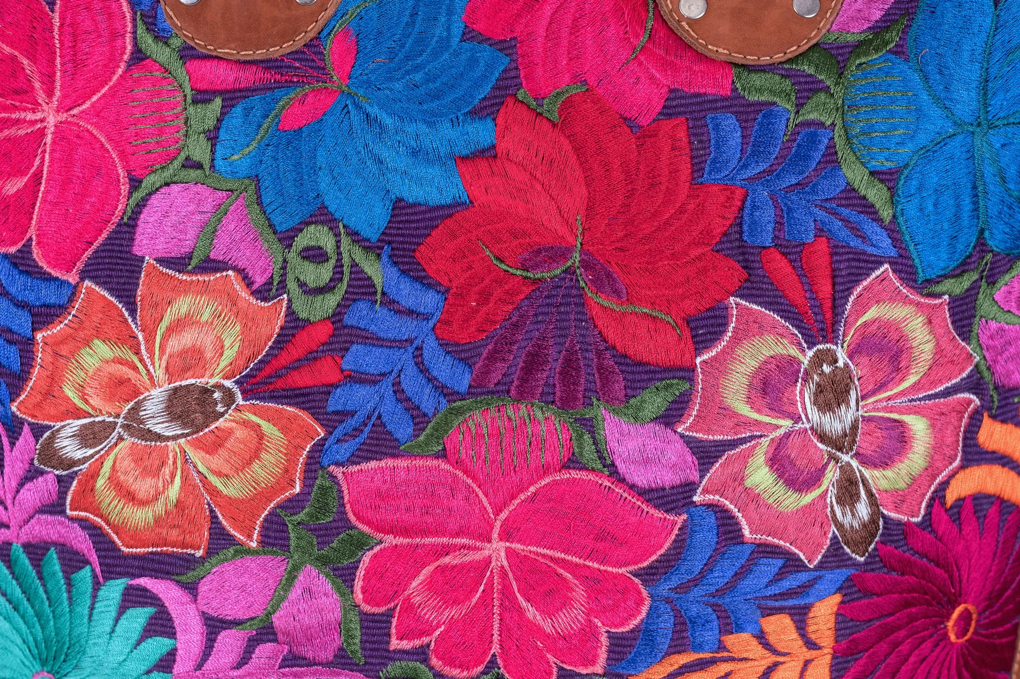 Huipil Overnighter Tote Bag Cross Body Embroidered Flowers