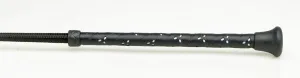 HySCHOOL Pastel Fleck Leather Handle Dressage Whip - 39" - white